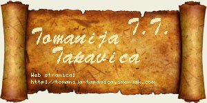 Tomanija Tapavica vizit kartica